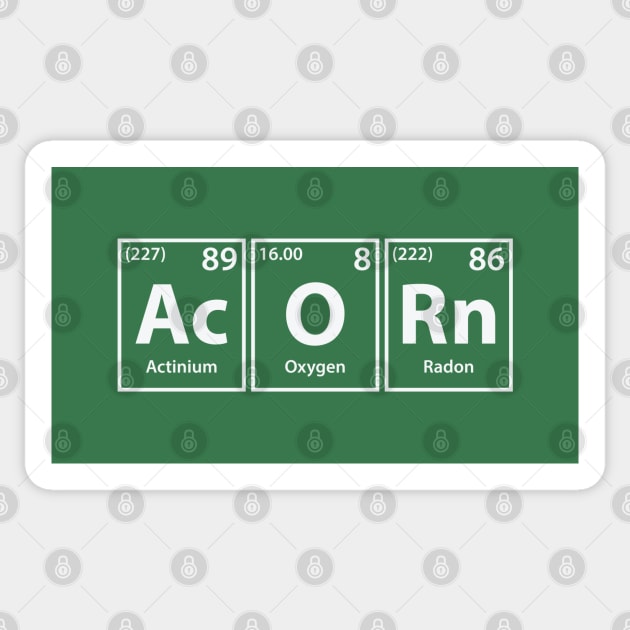 Acorn (Ac-O-Rn) Periodic Elements Spelling Sticker by cerebrands